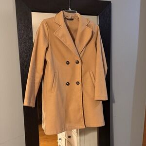 SHEIN Camel Double-Breasted Pea Coat